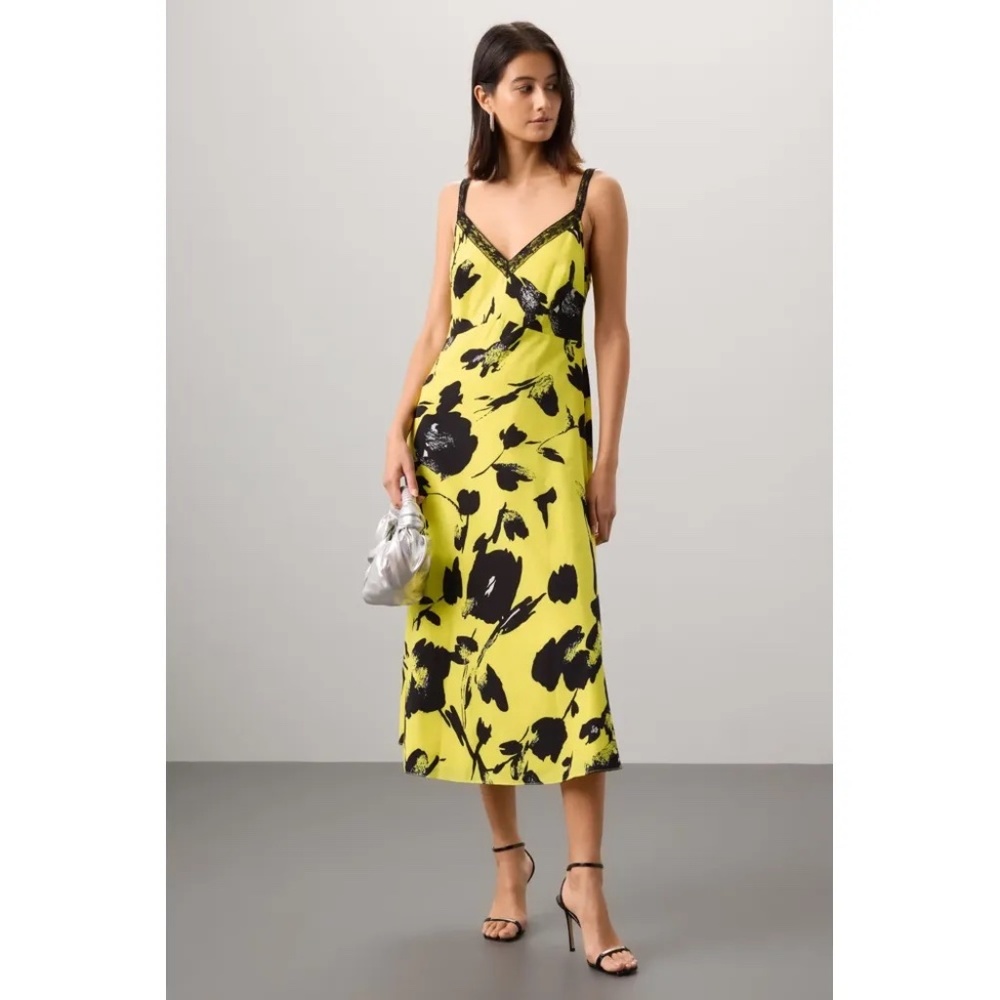 RTR Jason Wu Yellow Floral Midi Dress - size 0